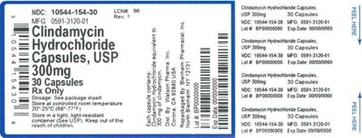 300mg 30ct (Label Clindamycin HCl Caps 300mg Bpi(10544 154 30) Watson(0591 3120 01) Rev1)